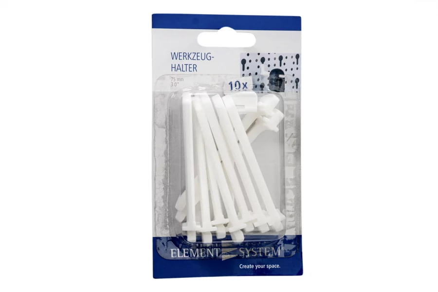 PVC āķu komplekts 10 gab. 75 mm balts Galerijas attēls 1