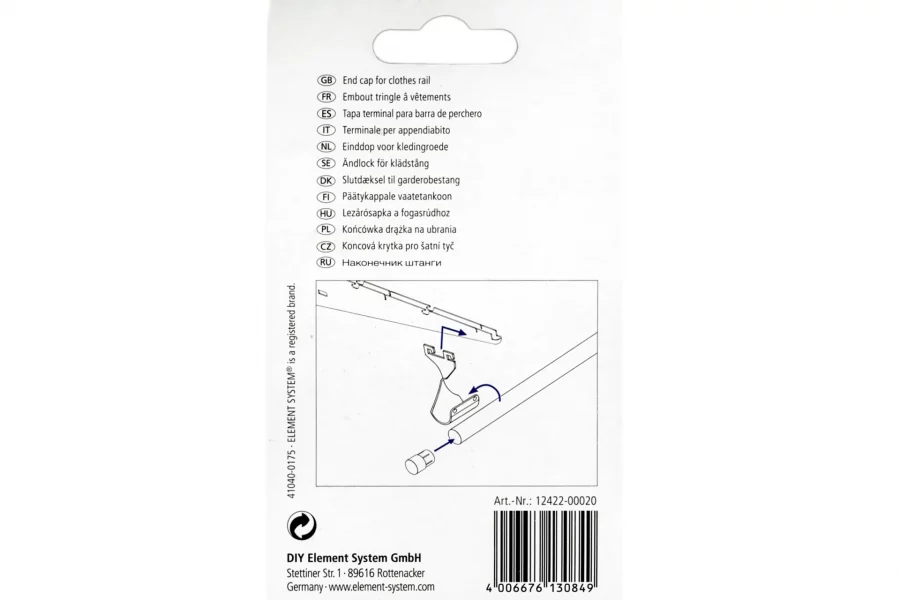 Balti korķi 25mm diametra garderobes stienim Galerijas attēls 3